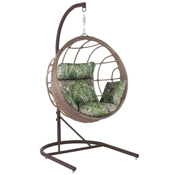 Balanço Suspenso Ninho Em Aluminie Fibra Capuccino E Suporte