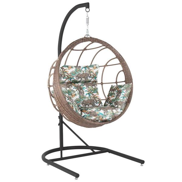 Balanço Suspenso Ninho Em Aluminie Fibra Capuccino E Suporte