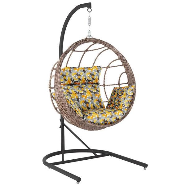 Balanço Suspenso Ninho Em Aluminie Fibra Capuccino E Suporte