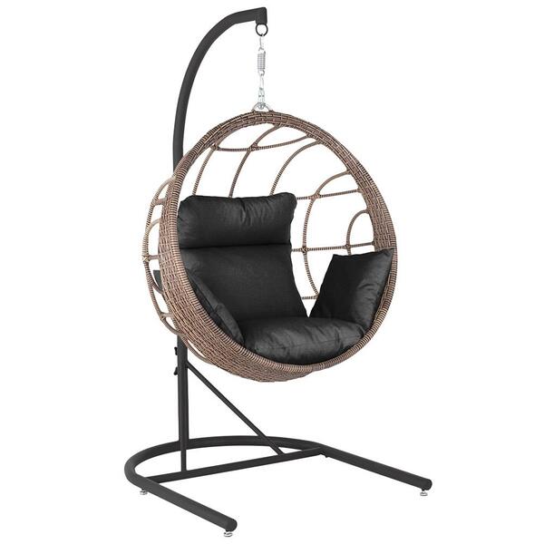 Balanço Suspenso Ninho Em Aluminie Fibra Capuccino E Suporte