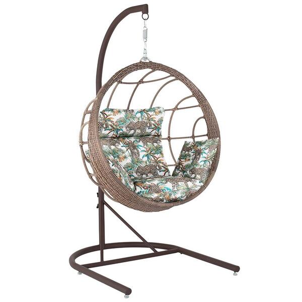 Balanço Suspenso Ninho Em Aluminie Fibra Capuccino E Suporte