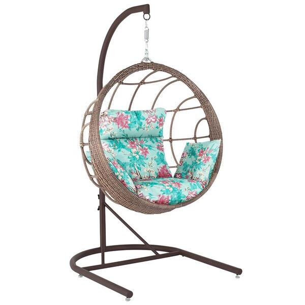 Balanço Suspenso Ninho Em Aluminie Fibra Capuccino E Suporte