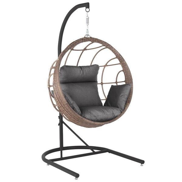 Balanço Suspenso Ninho Em Aluminie Fibra Capuccino E Suporte