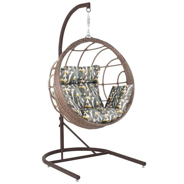 Balanço Suspenso Ninho Em Aluminie Fibra Capuccino E Suporte