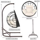 Balanço Suspenso Ninho Em Aluminie Fibra Preta E Suporte De B