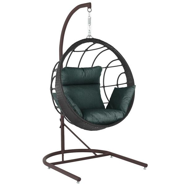 Balanço Suspenso Ninho Em Aluminie Fibra Preta E Suporte De B