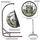 Balanço Suspenso Ninho Em Aluminie Fibra Preta E Suporte De B