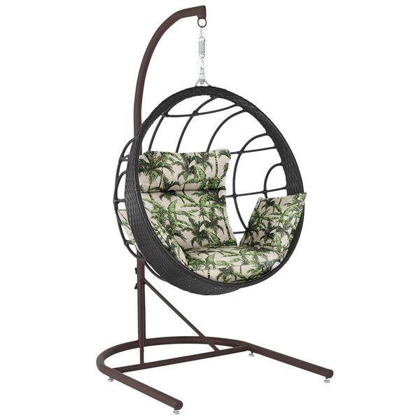 Balanço Suspenso Ninho Em Aluminie Fibra Preta E Suporte De B