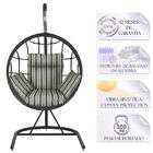 Balanço Suspenso Ninho Em Aluminie Fibra Preta E Suporte De B