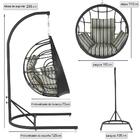 Balanço Suspenso Ninho Em Aluminie Fibra Preta E Suporte De B