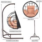 Balanço Suspenso Ninho Em Aluminie Fibra Preta E Suporte De B