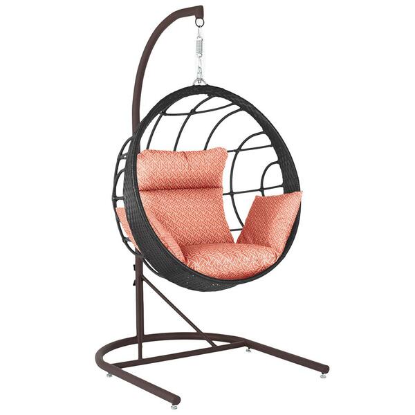 Balanço Suspenso Ninho Em Aluminie Fibra Preta E Suporte De B