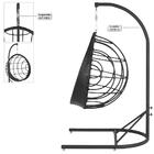 Balanço Suspenso Ninho Em Aluminie Fibra Preta E Suporte De B
