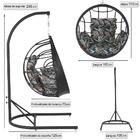 Balanço Suspenso Ninho Em Aluminie Fibra Preta E Suporte De B