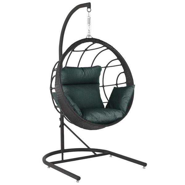 Balanço Suspenso Ninho Em Aluminie Fibra Preta E Suporte De B