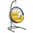 Balanço Suspenso Ninho Em Aluminie Fibra Preta E Suporte De B