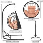 Balanço Suspenso Ninho Em Aluminie Fibra Preta E Suporte De B