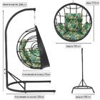 Balanço Suspenso Ninho Em Aluminie Fibra Preta E Suporte De B