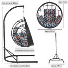 Balanço Suspenso Ninho Em Aluminie Fibra Preta E Suporte De B