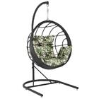 Balanço Suspenso Ninho Em Aluminie Fibra Preta E Suporte De B