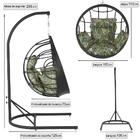 Balanço Suspenso Ninho Em Aluminie Fibra Preta E Suporte De B