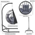 Balanço Suspenso Ninho Em Aluminie Fibra Preta E Suporte De B