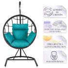 Balanço Suspenso Ninho Em Aluminie Fibra Preta E Suporte De B