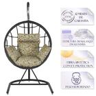 Balanço Suspenso Ninho Em Aluminie Fibra Preta E Suporte De B