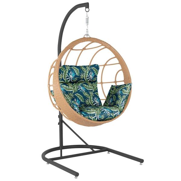 Balanço Suspenso Ninho Em Aluminie Fibra Ráfia E Suporte De B