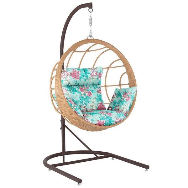 Balanço Suspenso Ninho Em Aluminie Fibra Ráfia E Suporte De B