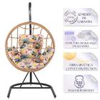 Balanço Suspenso Ninho Em Aluminie Fibra Ráfia E Suporte De B