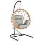 Balanço Suspenso Ninho Em Aluminie Fibra Ráfia E Suporte De B