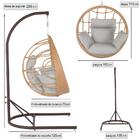 Balanço Suspenso Ninho Em Aluminie Fibra Ráfia E Suporte De B