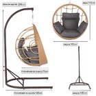 Balanço Suspenso Ninho Em Aluminie Fibra Ráfia E Suporte De B