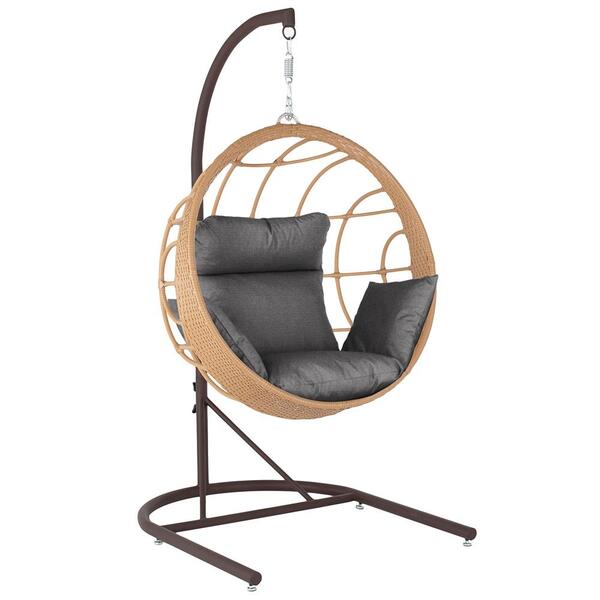 Balanço Suspenso Ninho Em Aluminie Fibra Ráfia E Suporte De B