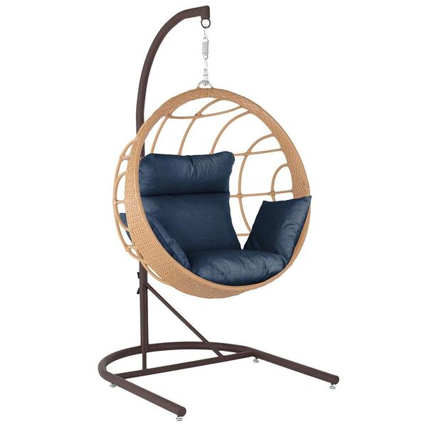 Balanço Suspenso Ninho Em Aluminie Fibra Ráfia E Suporte De B