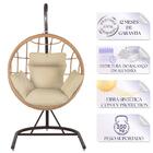 Balanço Suspenso Ninho Em Aluminie Fibra Ráfia E Suporte De B