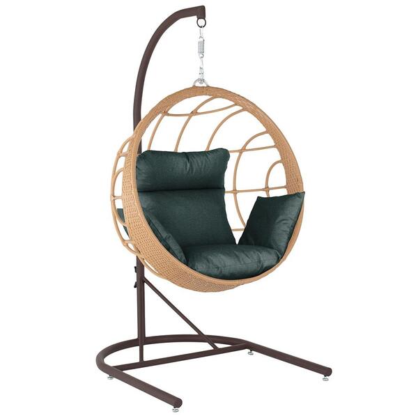 Balanço Suspenso Ninho Em Aluminie Fibra Ráfia E Suporte De B