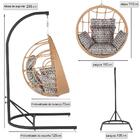 Balanço Suspenso Ninho Em Aluminie Fibra Ráfia E Suporte De B