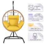 Balanço Suspenso Ninho Em Aluminie Fibra Ráfia E Suporte De B