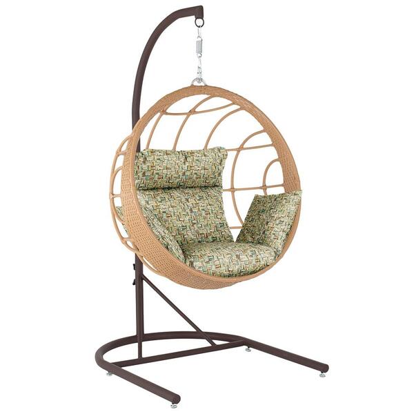 Balanço Suspenso Ninho Em Aluminie Fibra Ráfia E Suporte De B
