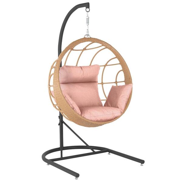 Balanço Suspenso Ninho Em Aluminie Fibra Ráfia E Suporte De B