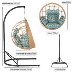 Balanço Suspenso Ninho Em Aluminie Fibra Ráfia E Suporte De B