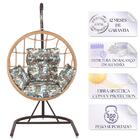 Balanço Suspenso Ninho Em Aluminie Fibra Ráfia E Suporte De B