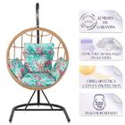 Balanço Suspenso Ninho Em Aluminie Fibra Ráfia E Suporte De B