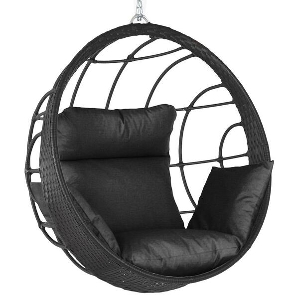 Balanço Suspenso Ninho Em Alumínio E Fibra Sintética Preta E