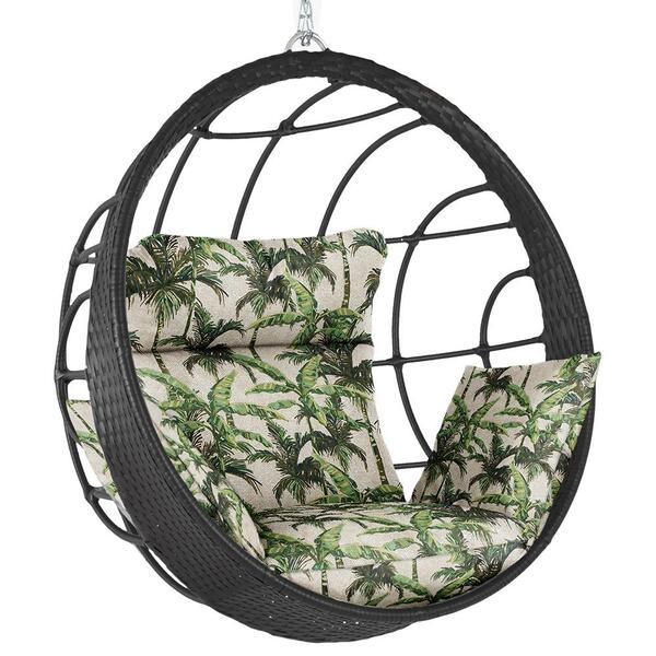 Balanço Suspenso Ninho Em Alumínio E Fibra Sintética Preta E