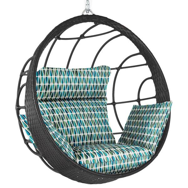 Balanço Suspenso Ninho Em Alumínio E Fibra Sintética Preta E