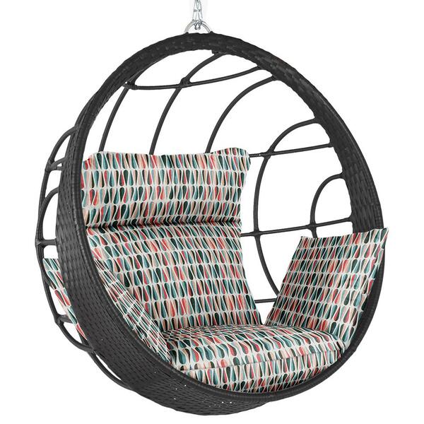 Balanço Suspenso Ninho Em Alumínio E Fibra Sintética Preta E