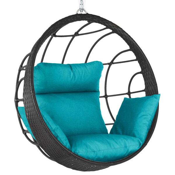 Balanço Suspenso Ninho Em Alumínio E Fibra Sintética Preta E